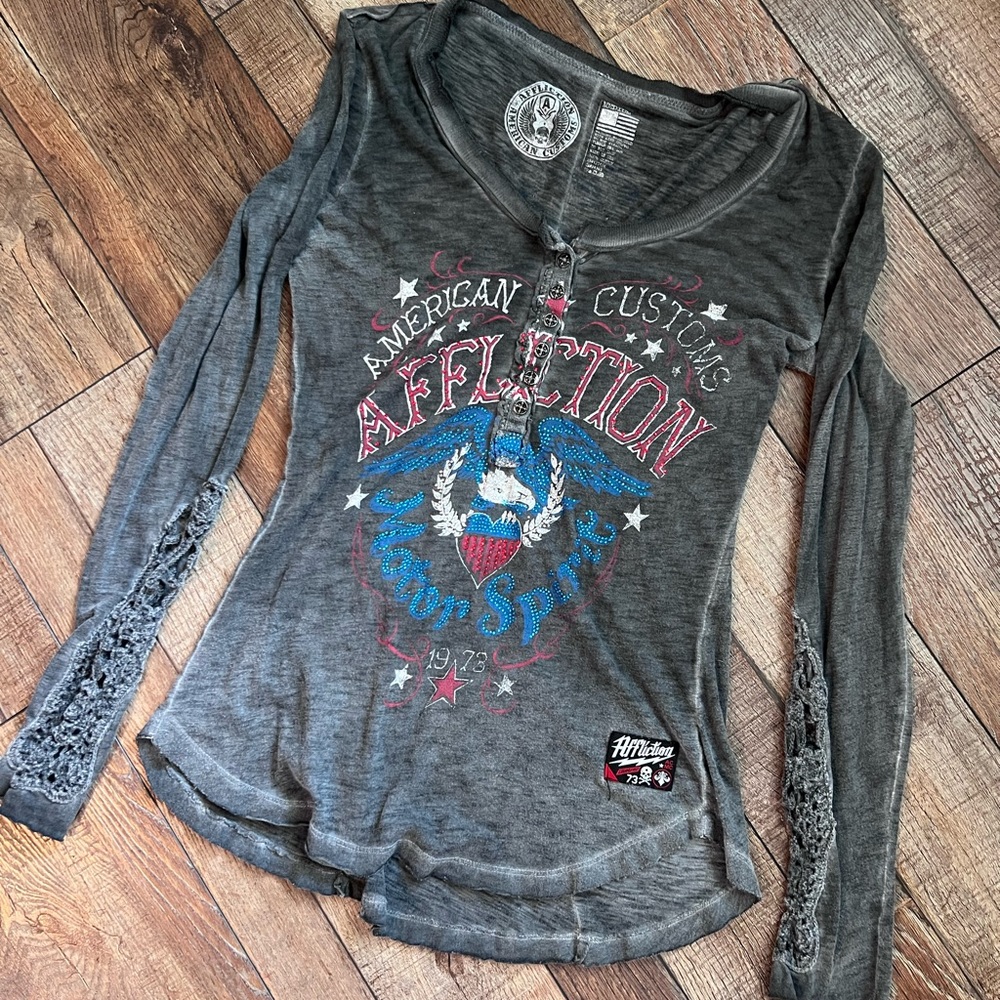 Affliction lace long sleeve